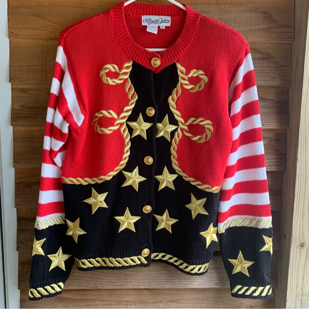 Vintage Alexa Grace Nautical Stars & Stripes Sweater